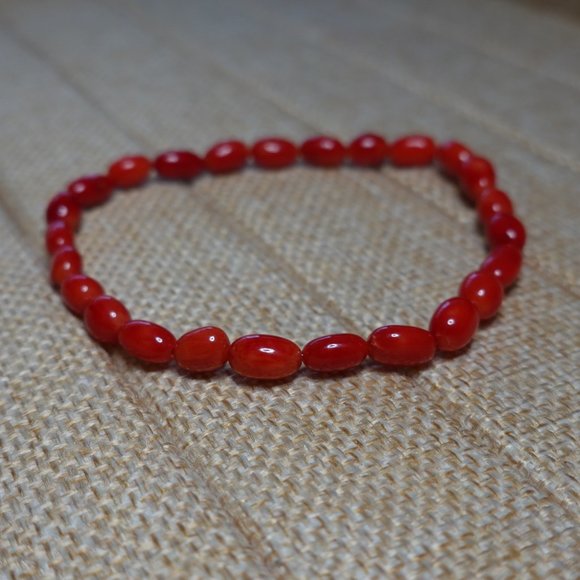 (NWT) Genuine Red Coral Beaded Bracelet - Picture 2 of 6